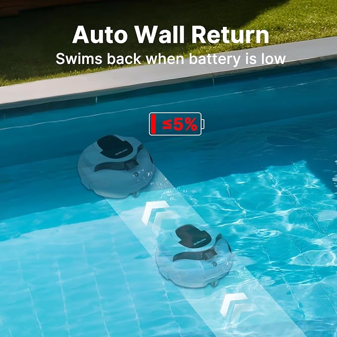 AquaGuard SE III Cordless Robotic Pool Cleaner Pool Vacuum Self-Parking for Pool up to 1000 Sq.Ft Above Ground Pool Vacuum, Dual 30W Motors, 100min Runtime,Ideal for Above-Ground Pools (Blue)