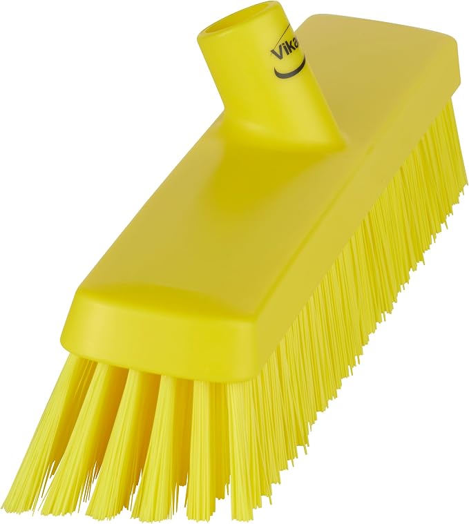 Vikan 31756 16" Heavy-Duty Push Broom, Soft/Stiff, Yellow