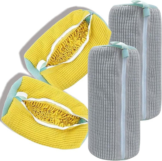 4PCS Shoes Laundry Bag for Shoes 2024 Upgrade Sneaker Washing Machine Bag Shoe Washing Machine Bag, Reusable and Durable Zipper Shoe Washing Bag for All Shoe Types And Sizes(Yellow&Grey)