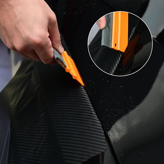 NEWISHTOOL Stitched Buffer Felt Vinyl Wrap Squeegee, 4-Pack Squeegee for Vinyl with Double Layer Sewing Felt, ScratchFress Gliding Card Scraper Wrap Tool for Window Tint, Wet PPF Application