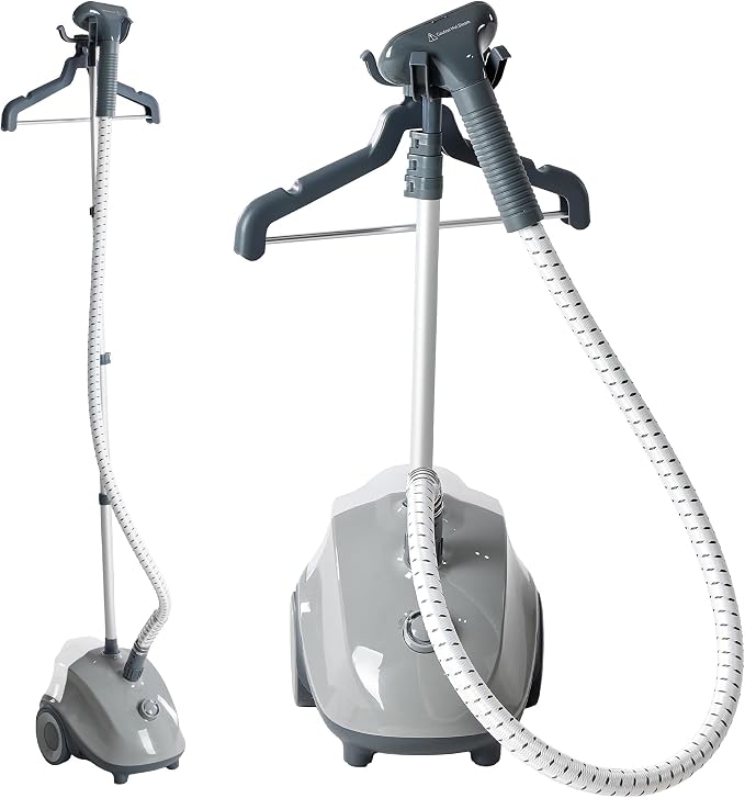 1500W Standing Garment Steamer - 45s Fast Heat-Up, 55 Min Steam Time, 1.7L Tank, with Wheels (Gray)