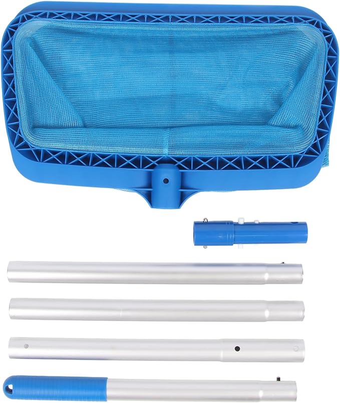 Swimming Pool Leaf Skimmer Net,Swimming Pool Telescopic Leaf Net Skimmer Rake,Efficient Pool Skimmer Net with Long Pole Fine Mesh Leaf Skimmer for Thorough of Swimming Pools, Hot