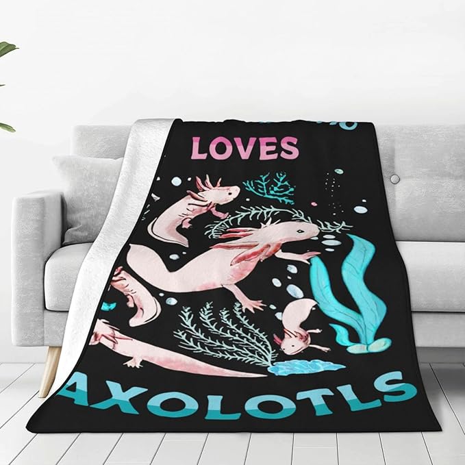 Just A Boy Axolotl Decor Throw Blanket - Super Warm Soft Plush Lightweight Fleece Flannel Blanket - Axolotl Gifts for Boys, Girls, Kids, Women, Adults - Winter Couch, Bed - 50"X60"