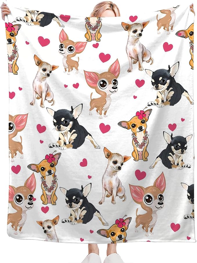 Tijuboni Chihuahua Throw Blanket Dog Gifts for Girls Boys Women Men Kids Adults Soft Flannel Fleece Blanket for Couch Sofa Bed Home Decor 40"x50"