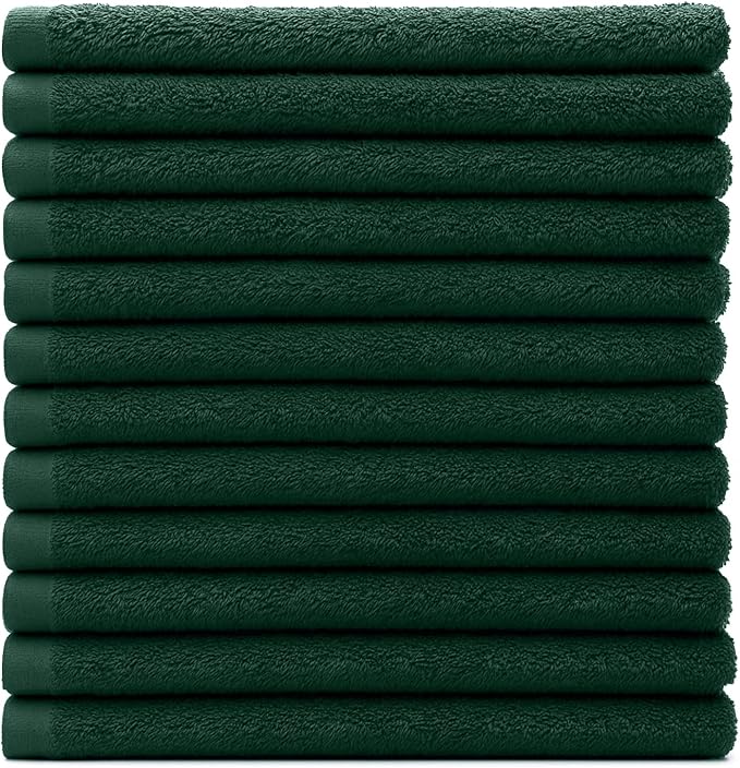 DAN RIVER Kitchen Bar Mops,Pack of 12,16 by 19 Inches,100% Cotton Super Absorbent,Multi-Purpose Cleaning Towels for Home and Kitchen Bars-Huntergreen