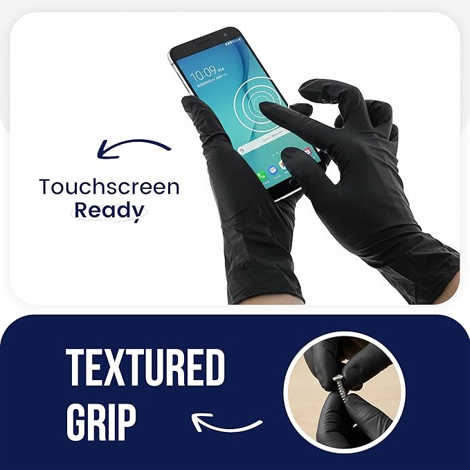 CLEAN SPACE PROJECT Black Nitrile Cooking Gloves, Heavy Duty 5.5 Mil, Disposable Food Grade, Latex Free Powder Free