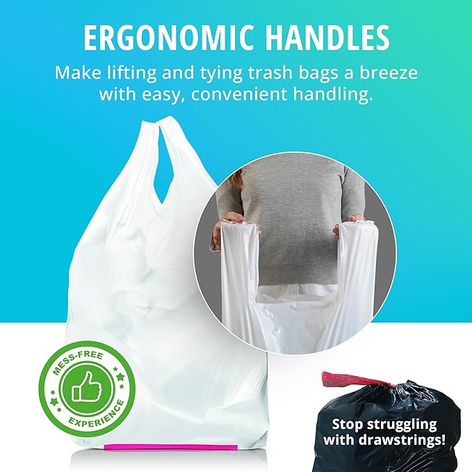 Hippo Sak - Kitchen Trash Bags 13 Gallon - Garbage Bags with Handles - 45 Count