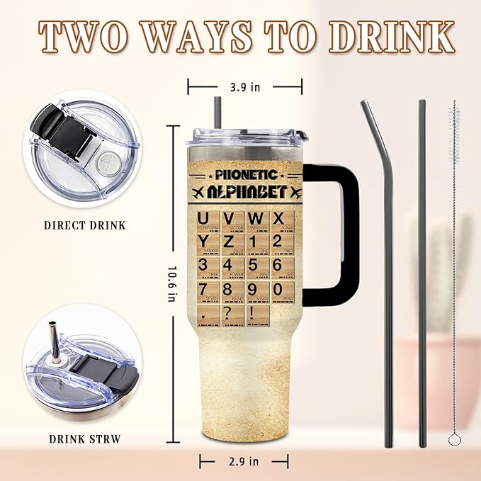 DUUV Aviation Tumbler 40 oz, Aviation Gifts for Pilots Veterans Boys, Pilot Gift, Military Veteran Gift for Office, Car, Camping, Man Cave Decor, 1 PCS
