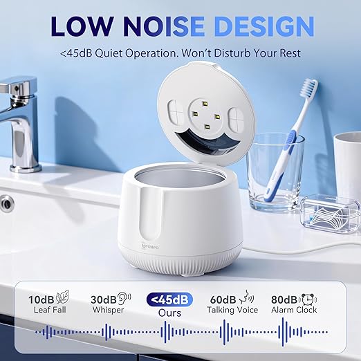 Ultrasonic Retainer Cleaner Machine 48kHz, Dental Cleaning Pod, Ultrasonic Retainer Cleaner for Dentures, Aligners, Mouth Guards, Toothbrush Heads and Jewelry with 200ML Capacity, LAB Supply