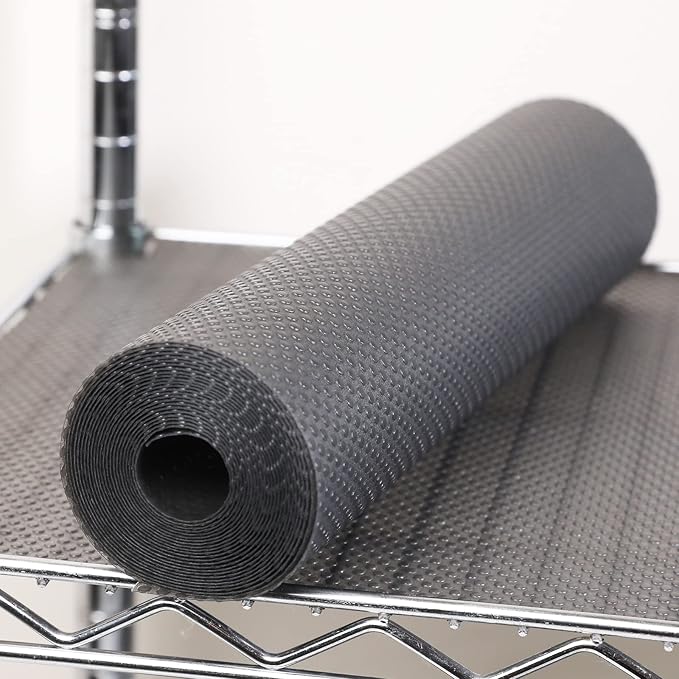 FLPMIX Thick Pantry Shelf Liner 12 inch Wide: Standard Size (12 by 360 Inch) Wire Shelf Liner - Waterproof, Heavy Duty, Easy to Cut, Plastic Kitchen Drawer Liner, Transparent Grey