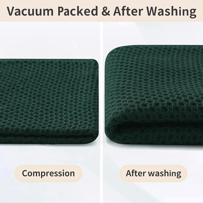 Homaxy 100% Cotton Kitchen Towels and Dishcloths Set, 12 x 12 Inches and 13 x 28 Inches, Set of 16 Bulk Kitchen Towels Set, Ultra Soft Absorbent Dish Cloths for Washing Dishes, Blackish Green