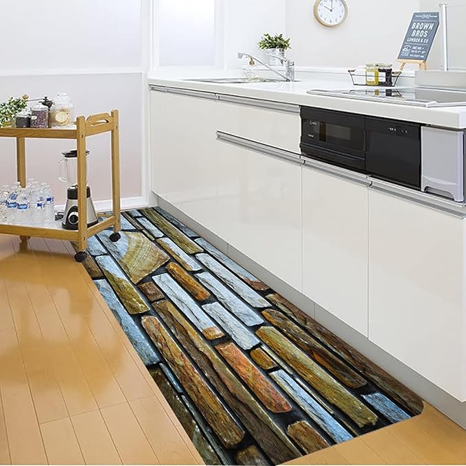 WODEJIA Non-Skid Low Pile Sponge Foam Door Entry Rug for Bathroom Mat,Separate Tub Shower Skid Proof Rugs, Home 3D Optical Illusion Rug Non Slip Bath Mats Welcome Mat 47 x 18 inches