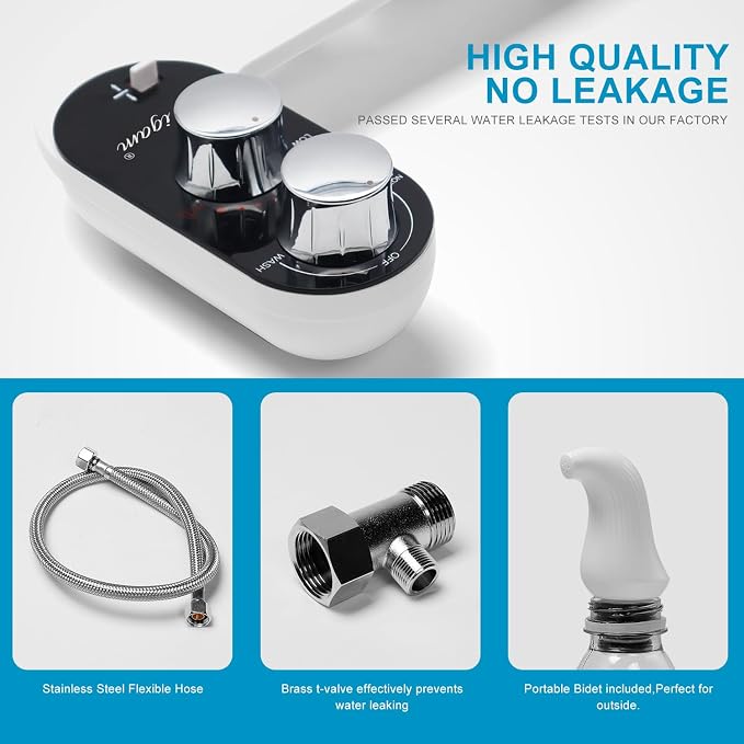 GLIGAM Bidet Attachment for Toilet Warm Water,Hot and Cold Bidet Attachment,Ultra-Slim Non-Electric Bidet Attachment for Frontal/Rear Wash, with Pressure & Angle Controls,Easy to install