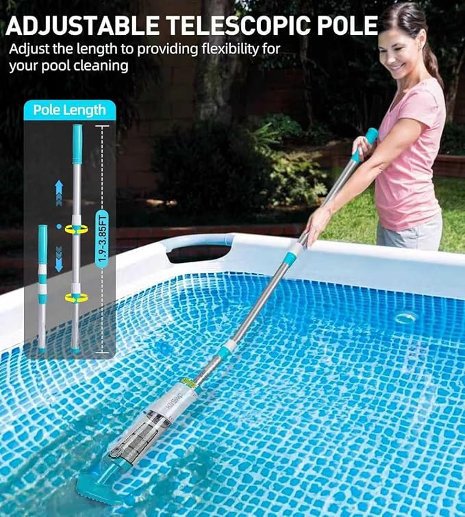 4-in-1 Cordless Rechargeable Small Pool Hot Tub Spa Pond Vacuum, Handheld Pool Cleaner Ideal for Spas, Hot Tubs Pond & Small Pools – 2026 New Model (Light Blue)