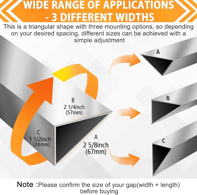 30" Slide-in Range Rear Filler Kit W10113901A, Stove Gap Universal Triangular Filler Strip, Top Trim Kit Between Stove and Wall for Whirlpool & Most Brand, Aluminum Gap Cover Silver