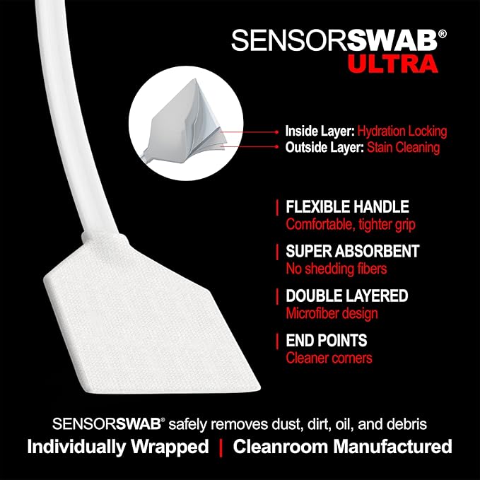 Sensor Cleaning Swab Kit - Aeroclipse Non-Flammable Optic Cleaning Solution (0.5oz/15ml) + Type-2 Sensor Swab Ultra 17mm (Pack of 6) - for APS-C CMOS and CCD Sensors - Dust & Oil Remover