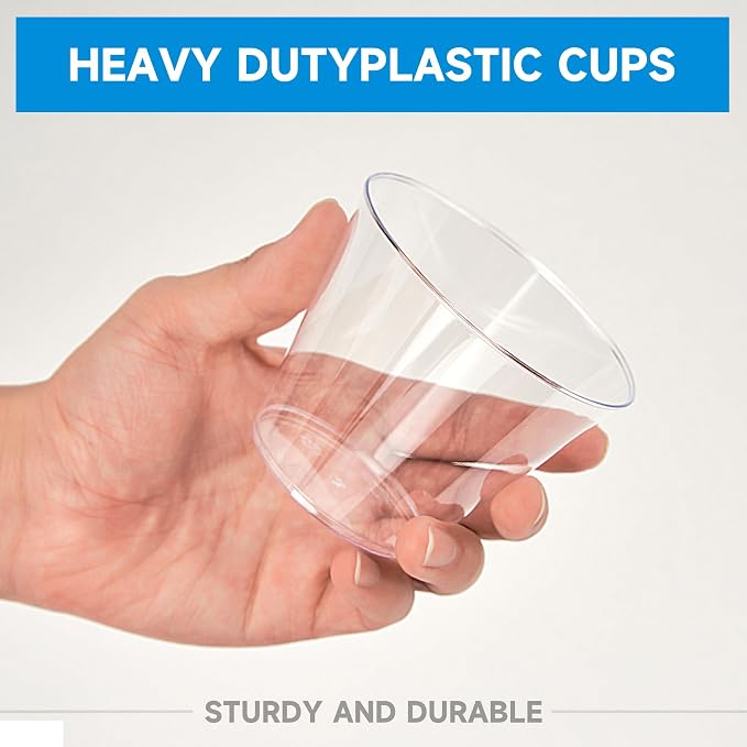 RACETOP 9 oz 200 packs Clear Disposable Plastic Cups, Durable Plastic Cups Tumblers, Perfect for Parties, Wedding and Festival Events