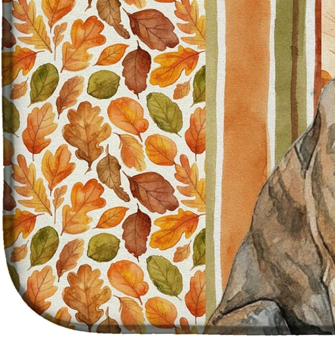 Caroline's Treasures Brindle Greyhound Heirloom Fall Dish Drying Mat Absorbent Dish Drying Mat Pad for Kitchen Counter Dish Drainer Mat for Countertop, 14 x 21", Multicolor