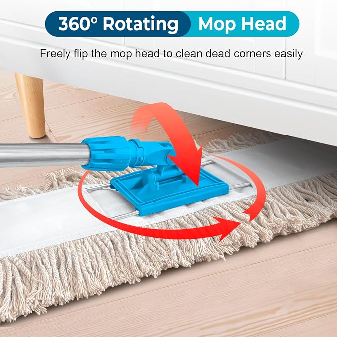 ARTIPOLY 41” Commercial Dust Mop for Floor Cleaning, Industrial Dry Mop with Heavy Duty Long Handle, Large Cotton Reusable mop Head, for Cleaning Office Garage Hardwood Warehouse Factory Mall