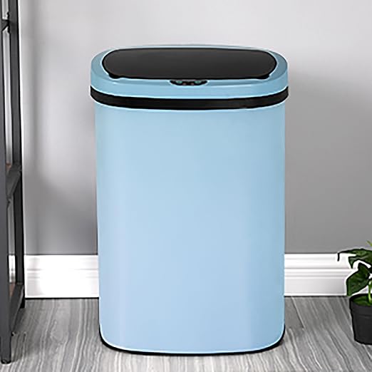 24/7 Shop at Home Freeway 13 Gallon Metal Household Trash Can Motion Sensor Lid for Kitchen, Blue