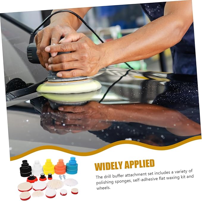 Vaguelly 1set Polishing Pad Kit for Drill Buffing Sponge Wheel Self-Adhesive Waxing Disc Auto Detailing Buffing Pads for Car Scratch Repair and Polishing Finish
