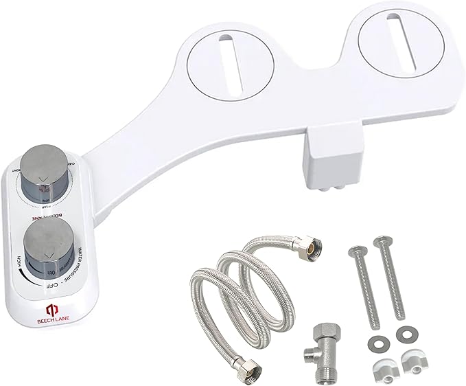 Beech Lane RV Bidet, Fits Most RV Toilets, Self Cleaning Adjustable Spray, Easy Install and Non-Electric, Prevents Toilet Paper Buildup in Black Tank, Included Metal Mounting Hardware and Hose