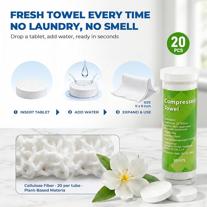Hot Towel Dispenser for Face - Auto Hot Face Towel Machine with 20 Compressed Towels, Instant 5s Heating at 131°F Constant Temperature, Voice Prompt for Home Spa & Makeup Removal