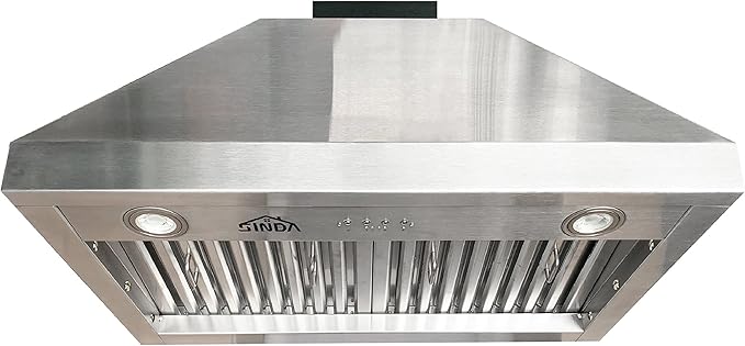 SINDA 30 Inch Built-In/Insert Range Hood, 4-Speed 610 CFM, Stainless Steel Under Cabinet Range Hood Kitchen Vent Hood with Liner and Internal Motor, 6" Duct, Adjustable Lights, Baffle Filter