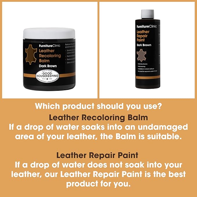 The Original Leather Recoloring Balm by Furniture Clinic - Dark Brown Leather Dye for Furniture, Couches & Car Seats - Restore Scratched, Faded, & Damaged Surfaces