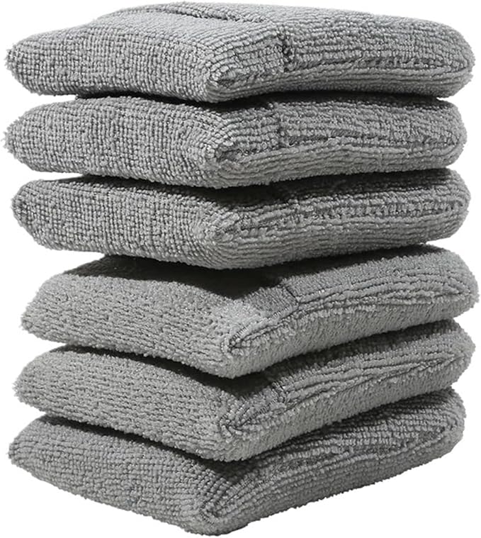 2/4/6Pcs Soft Microfiber Car Wax Applicator Mitts Polishing Sponge Wax Foam Car Wax Applicator Pad Car Detailing Cleaning Tools(6Pcs Grey)