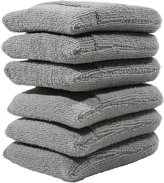 2/4/6Pcs Soft Microfiber Car Wax Applicator Mitts Polishing Sponge Wax Foam Car Wax Applicator Pad Car Detailing Cleaning Tools(6Pcs Grey)