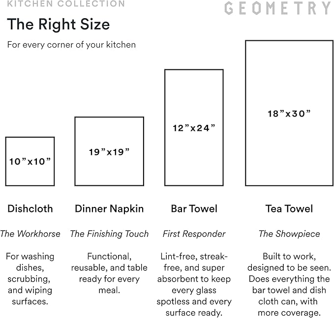 GEOMETRY Kitchen Tea Towels - Quick Dry Microfiber Dish Towels for Kitchen Linework, 18" x 30" 2 Pack