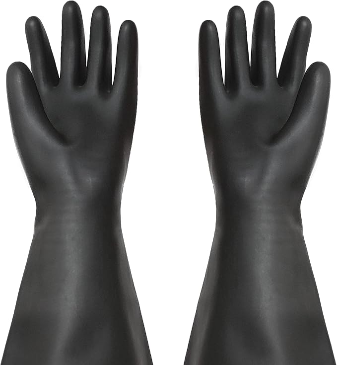 Heavy Duty Sandblasting Gloves 27.5" Rubber Gloves for Sandblaster Protective Safety Work Black Striped