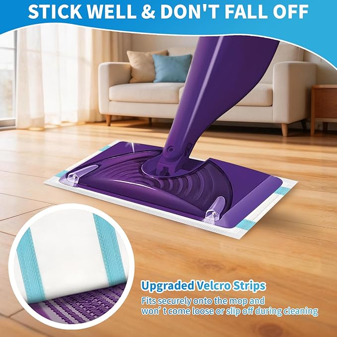 50 Pack Disposable Wet Jet Pads for Swiffer WetJet Mop - Wetjet Pads for Tile, Laminate & Wood Floor Cleaning, for Swiffer Wet Pads Refill, Heavy-Duty Dirt Locking | Effective Stain Removal