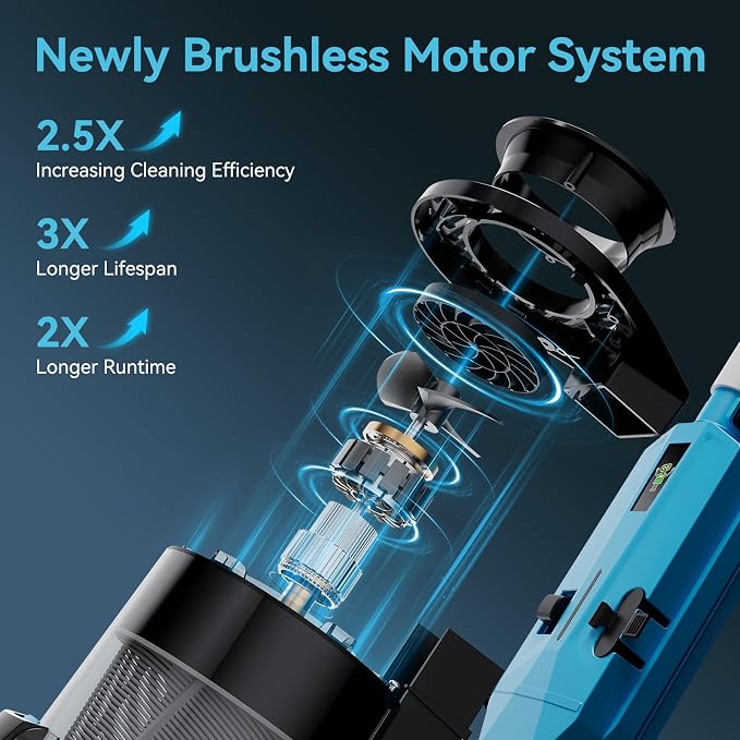 Cordless Pool Vacuum with Telescopic Pole, Powerful 30 GPM Suction, Advanced Dual Filtration, Replaceable Battery, 1H Runtime, Handheld Pool Cleaner for Above Ground and Inground Pools, Blue