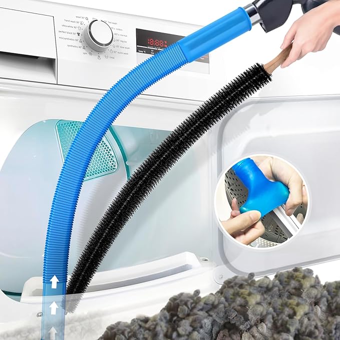 PetOde Dryer Vent Cleaner Kit Compatible with Most Vacuum Cleaner, Dryer Lint Brush and Vacuum Hose Attachment with Universal Connector, Quickly Lint Remover