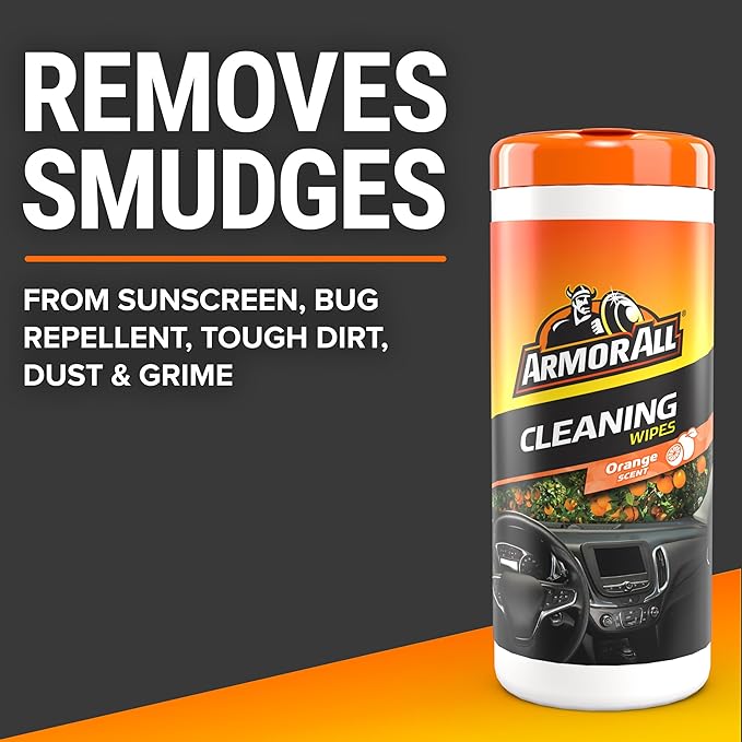 Armor All Car Interior Cleaner Wipes, Car Cleaning Wipes with Orange Cleans Dirt and Dust in Cars, Trucks and Motorcycles, 25 Count (Pack of 6)