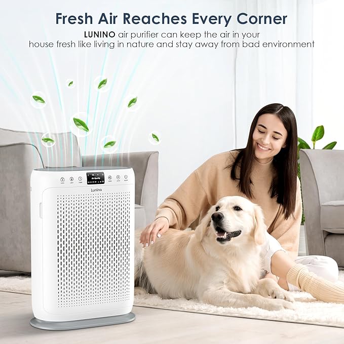 LUNINO Air Purifiers for Home Large Room up to 2400sq.ft | HEPA Air Filter with PM 2.5 Display Air Quality Sensors, Aromatherapy, Air Cleaner for Dust, Smoke, Dander, Pets Hair, Pollen