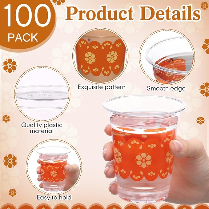 100 Pcs Cielito Lindo Plastic Cups 12 oz Mexican Disposable Plastic Copas De Barro Drinking Cups Bulk for Talavera Cielito Lindo Baby Shower Wedding Birthday Party Decoration Supplies