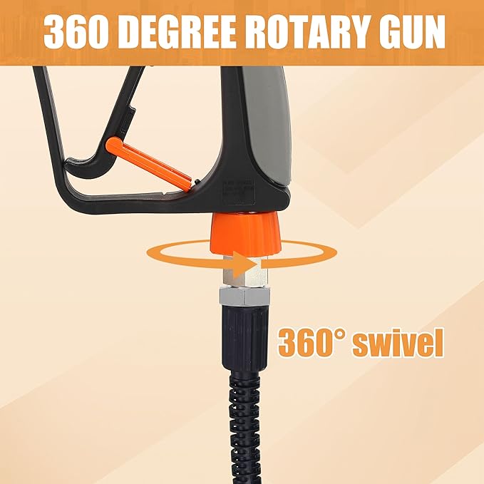 PWACCS Pressure Washer Gun with Foam Cannon, 1.5 Liter, 5000 PSI | Short Gun with Swivel, 1/4" Quick Connector, 5 Power Washer Nozzle Tips, Car Wash Foam Gun Kit