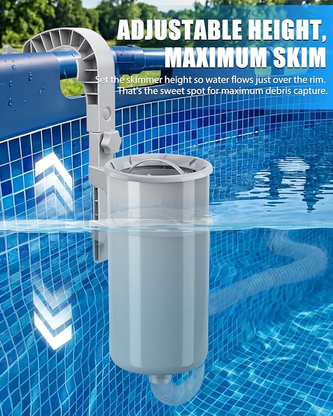 Pool Skimmer, Above Ground Pool Skimmer with 10 Pcs Skimmers Socks, Floating Pools Surface Skimmers Basket, Wall Mount Pools Maintenance Accessories for Inflatable and Metal Frames