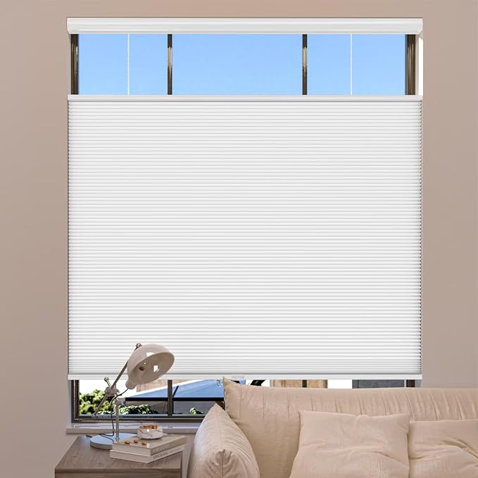 MYshade Top Down Bottom Up Shade Cordless Cellular Shades Blackout Blinds for Indoor Windows Room Darkening Window Blinds & Shades Easy to Install 32" W X 72" H (White)