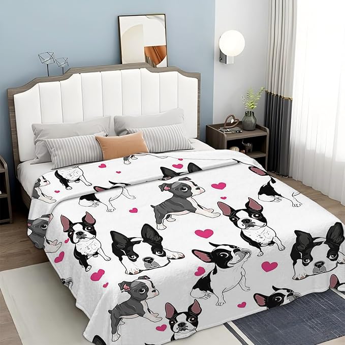 Tijuboni French Bulldog Throw Blanket Dog Gifts for Girls Boys Women Men Kids Adults Soft Flannel Fleece Blanket for Couch Sofa Bed Home Decor 60"x80"