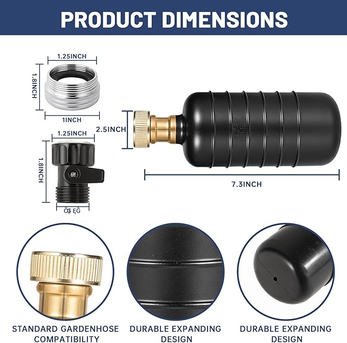 Drain Bladder Kit, Drain Cleaning Bladder With Water Stop Valve Faucet Adapter And 16 3/8ft Garden Hose, Drain Blockage Unclog Kit For Bathroom Drains Kitchen Sinks, Fit 4 To 6 IN Drain Pipes