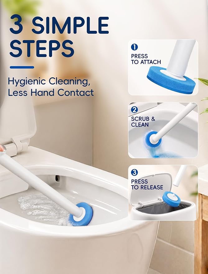 Disposable Toilet Brush Wand System, Toilet Bowl Cleaning Wand Kit with Disposable Refill Heads and Press Button Handle, 42 Count Refill Heads Only No Wand or Storage Box