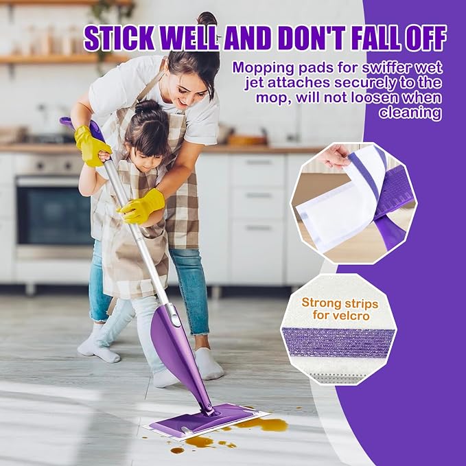 Mop Pad Refill Compatible with Swiffer WetJet Spray Mop, Wet Jet Mopping Pads for All Purpose Multi Surface Hardwood Floor Cleaning, 4 Layers Thickened and Super Absorbent, 100 Count