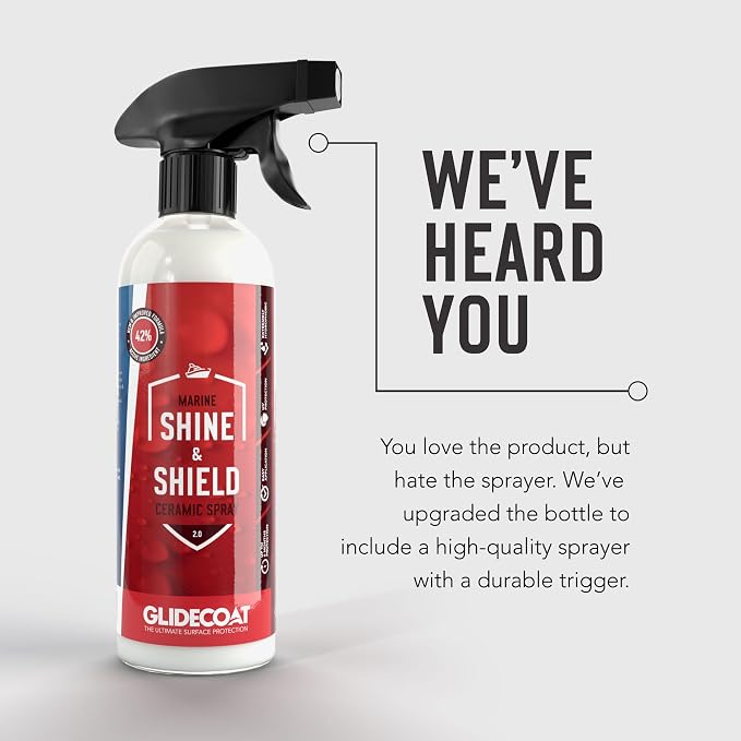Marine Shine & Shield | 42% Ceramic Spray | Better than Boat Wax | Hydrophobic Spray with UV Protection | Marine Sealant Ceramic Spray | Sealant Boat Maintenance | 16oz