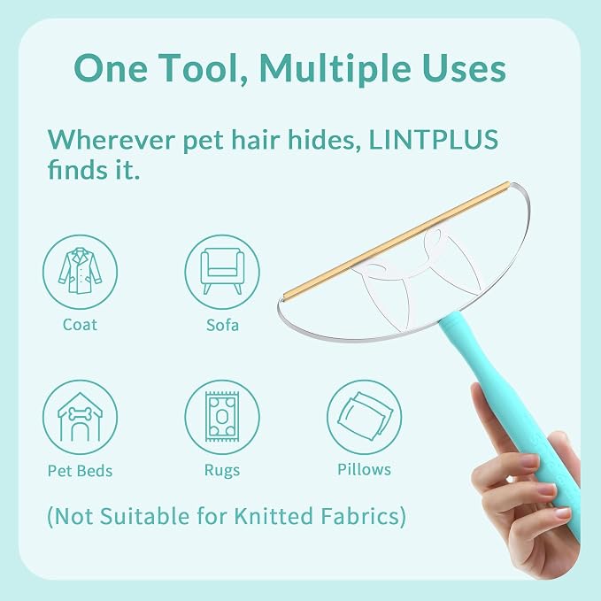 LINTPLUS Pet Hair Remover Kit (Max + Pro 2-Pack) – Oversized Carpet Rake for Large Areas & Compact Scraper for Furniture, Cars & Stairs, Heavy-Duty Copper Blade Set for Dog & Cat Hair