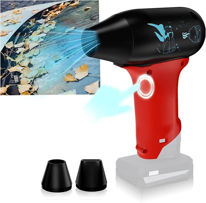 Jet Fan Mini Blower，130000 RPM Cordless Air Duster Comaptible with Milwaukee 12V Batteries with 3-Speed Control for Car Dust Cleaning, Outdoors BBQ Leaf Cleaning, Sofa's Pet Hair Cleaning