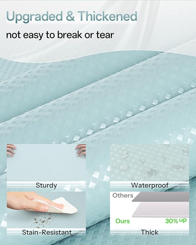 Shelf and Drawer Liner for Kitchen Cabinet, Non-Adhesive 12in x 360in Waterproof Contact Paper Refrigerator Liners Thickened Durable EVA Material Non Slip Mat for Dresser Cupboard Pantry Protector